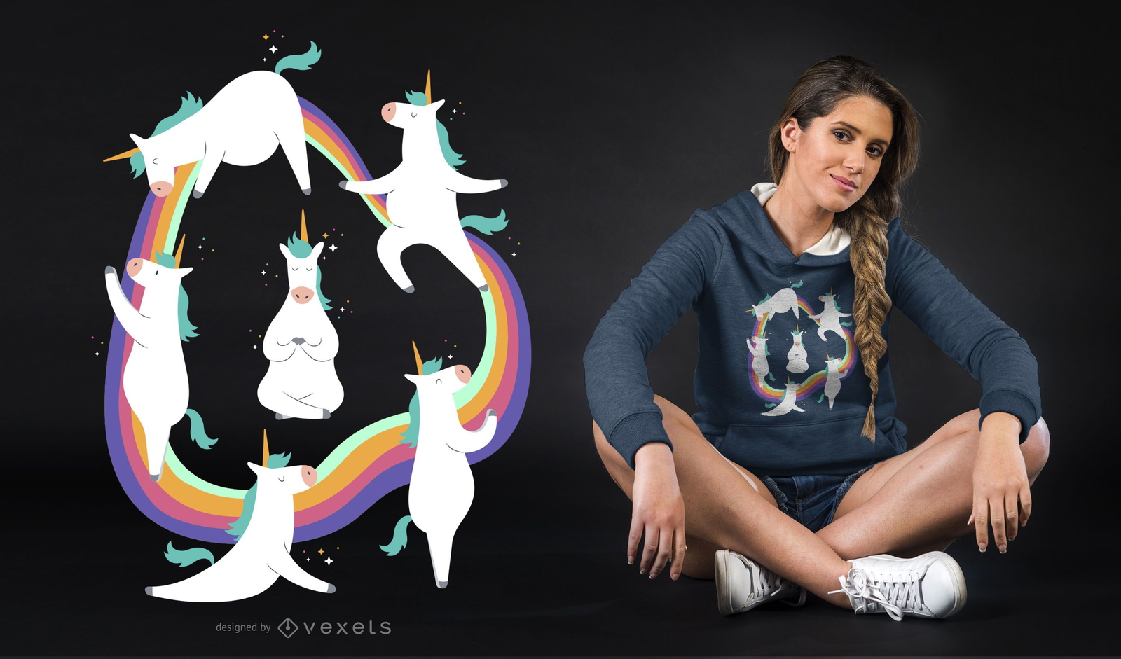 Unicorn yoga t-shirt design