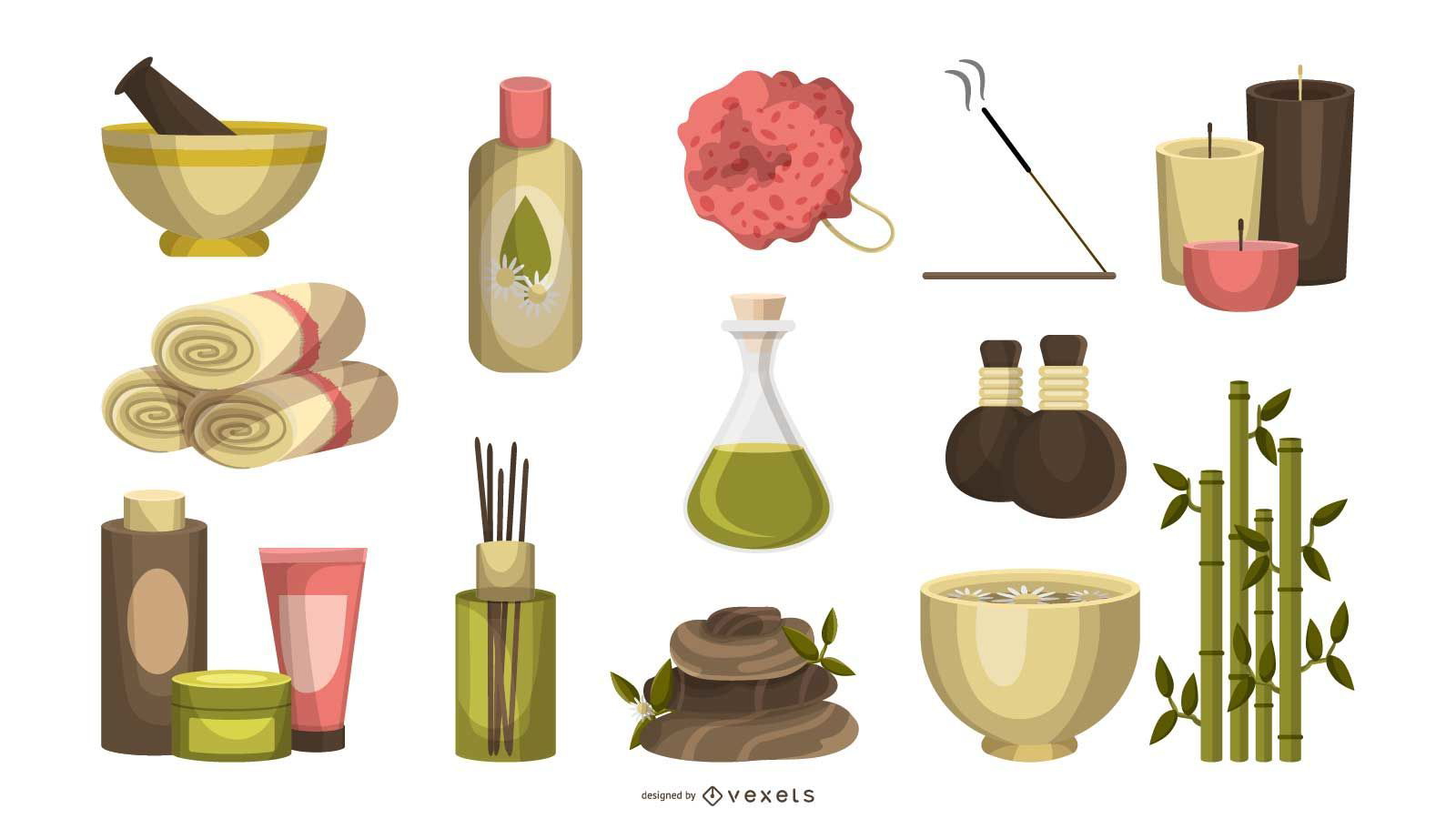 Spa Massage Icon Set