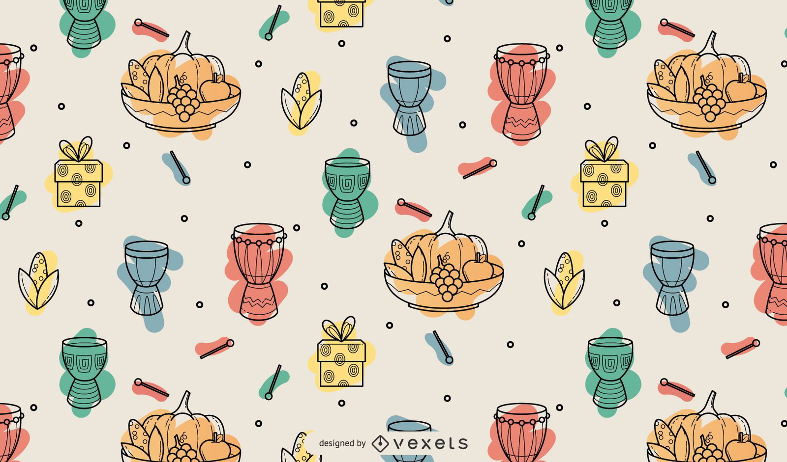 Kwanzaa colored elements pattern design