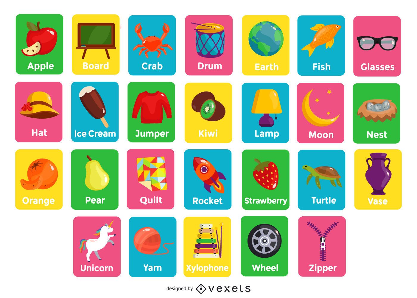 Alphabet Illustration Flashcard Pack Vector Download - vrogue.co