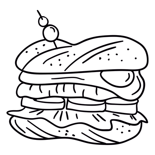 Egg sandwich hand drawn stroke PNG Design