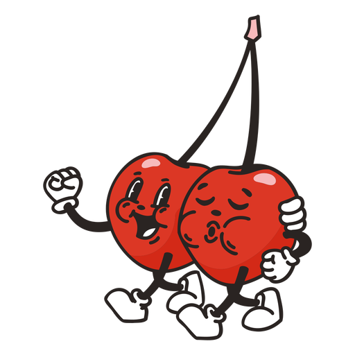 Retro cartoon cherries characters PNG Design