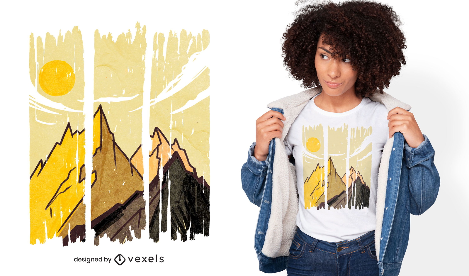 Mountain landscape strokes t-shirt design