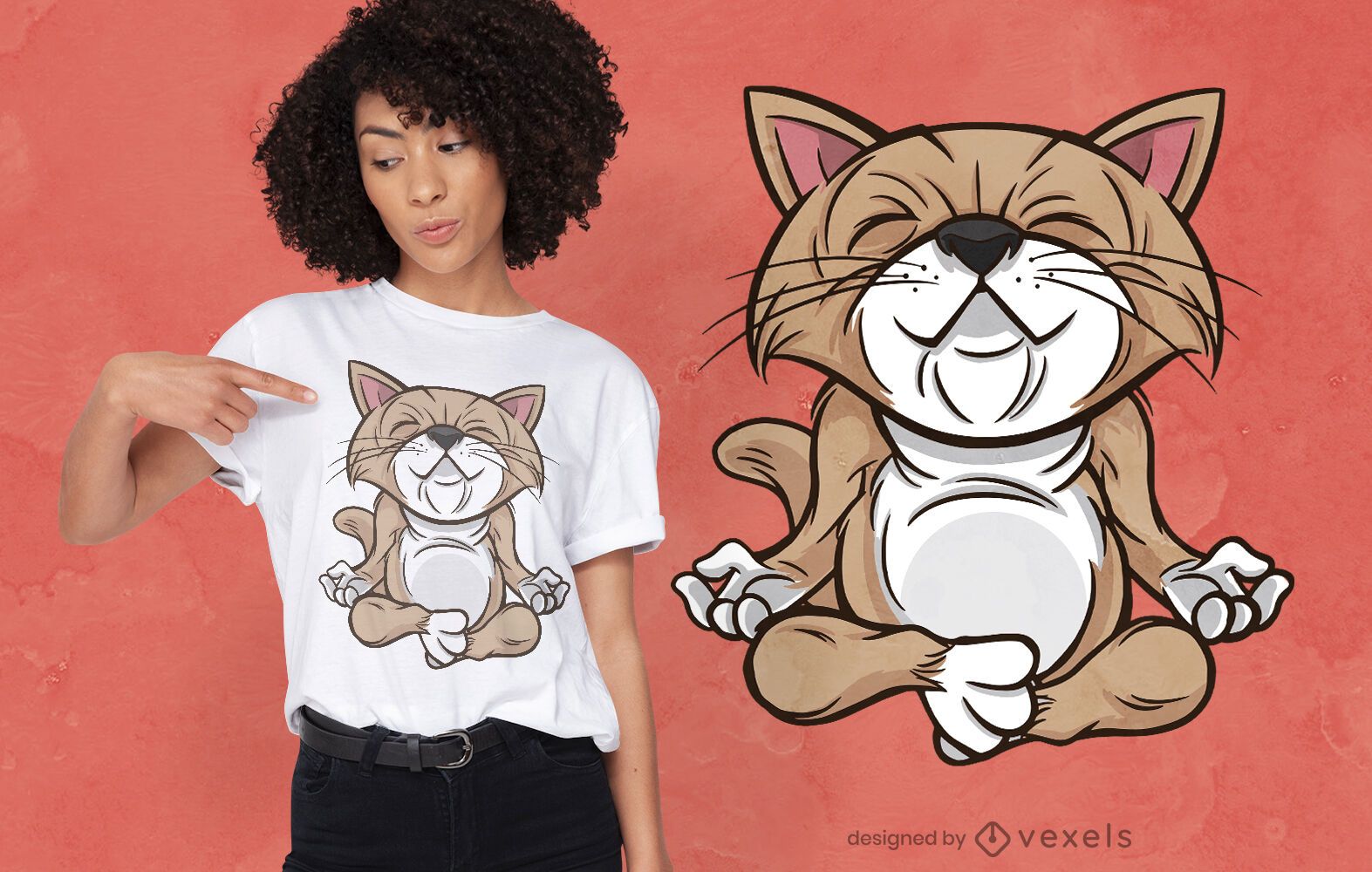 Yoga cat t-shirt design