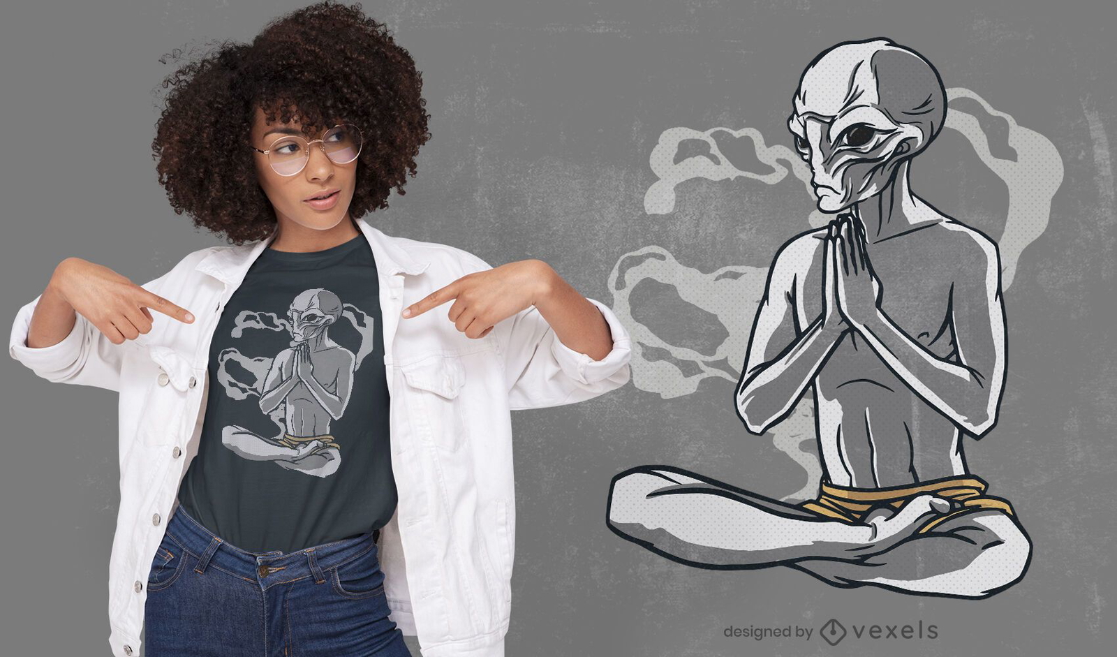 Yoga alien t-shirt design