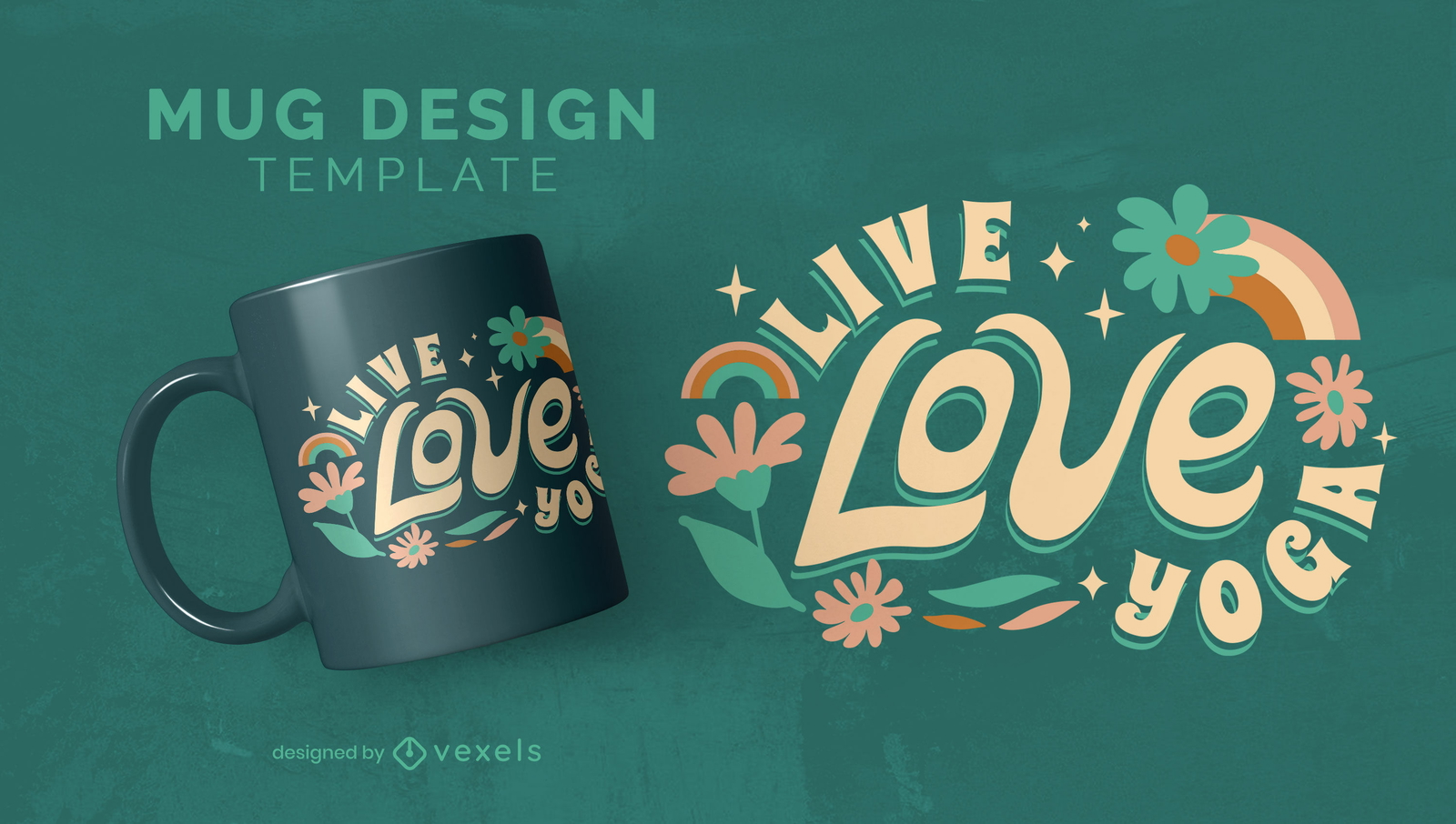 Love yoga hobby lettering mug template