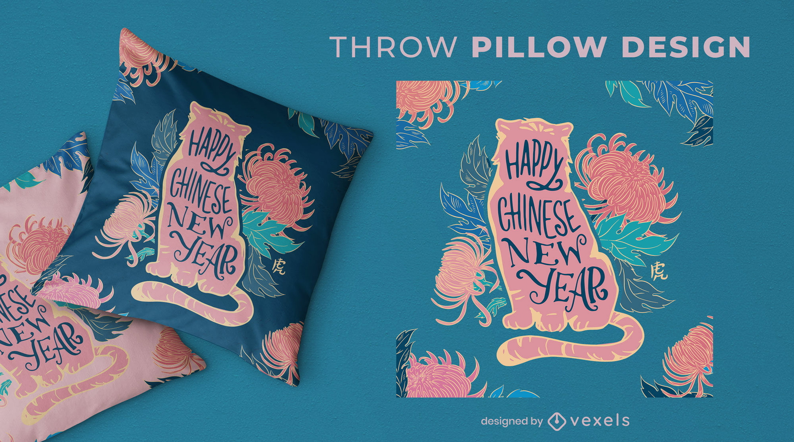 Chinese new year tiger throw pillow design