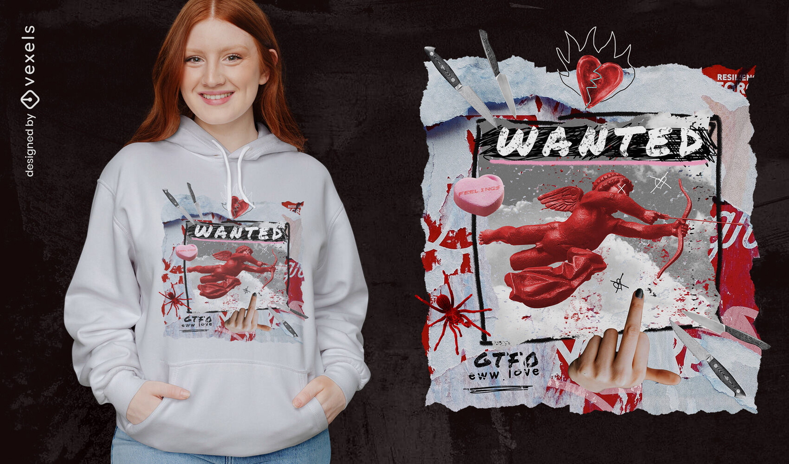 Anti valentines day cupid t-shirt psd