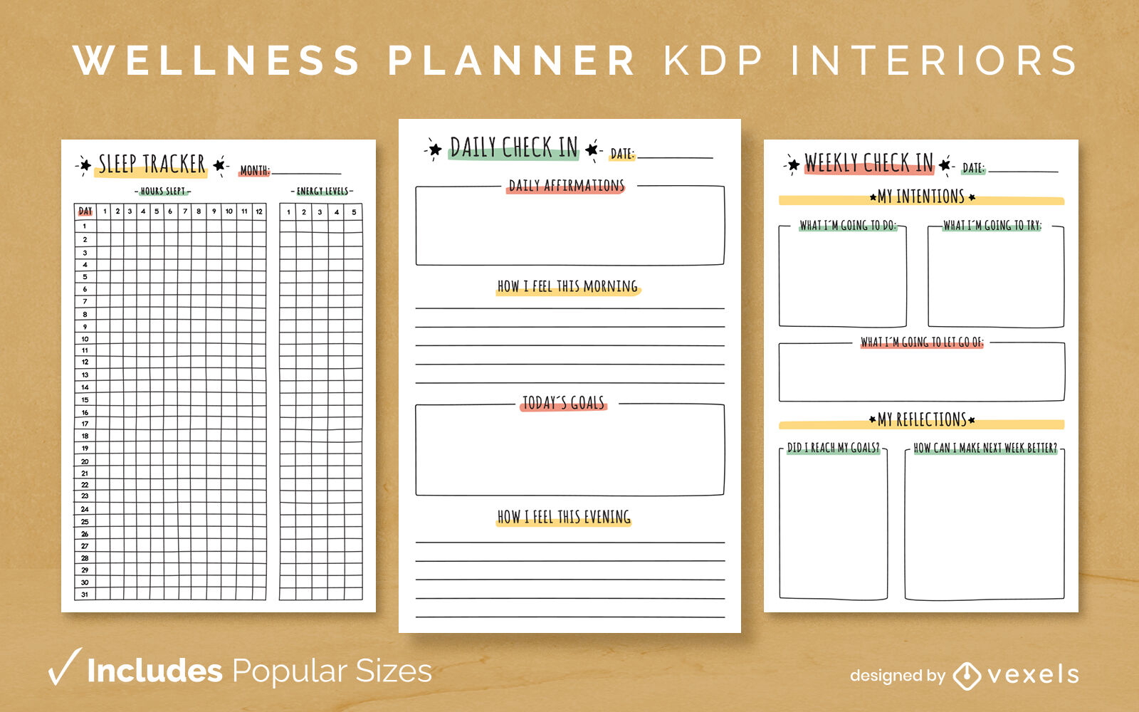 Wellness planner template KDP interior design