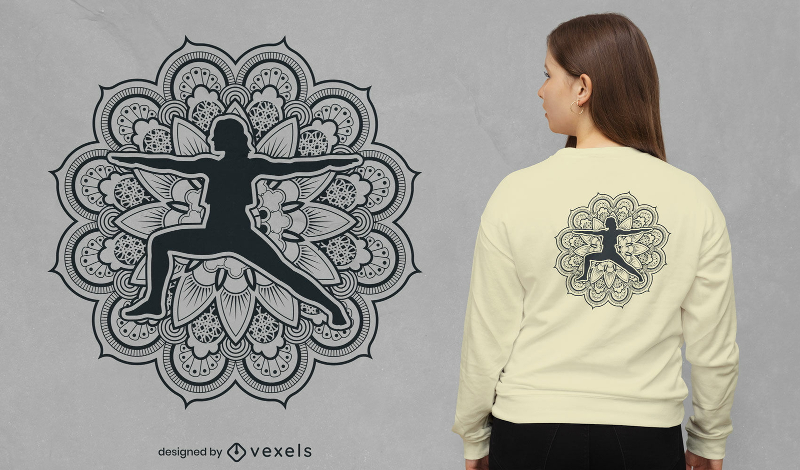 Yoga pose with mandala t-shirt design