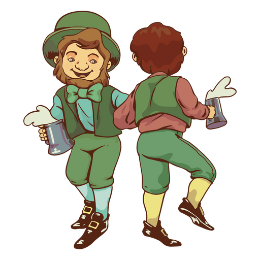 Leprechaun characters dancing PNG Design