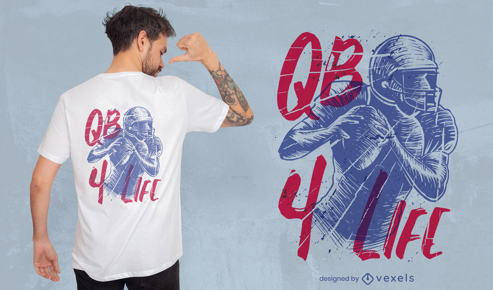 Diseño de camiseta QB de fútbol americano.