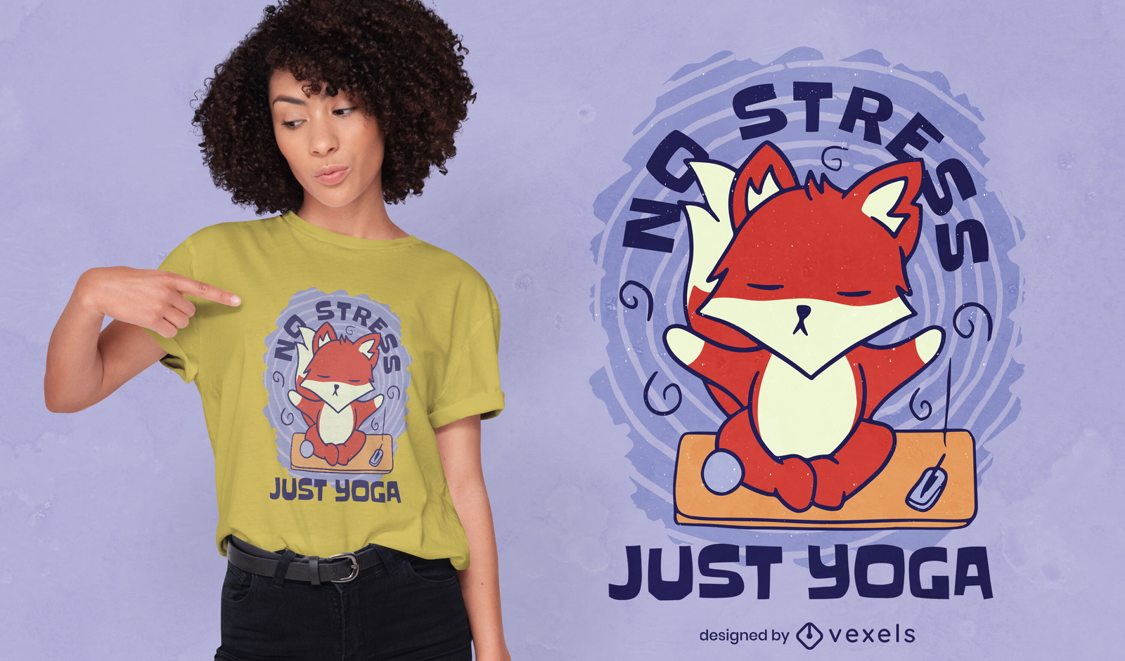 Yoga fox meditating t-shirt design