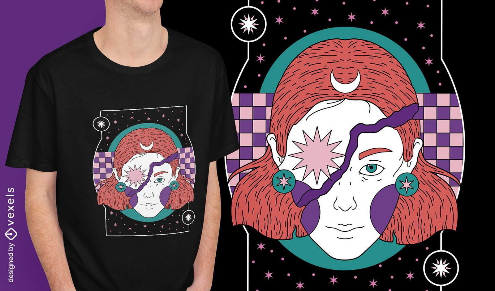 Diseño de camiseta de mujer de noche mística.