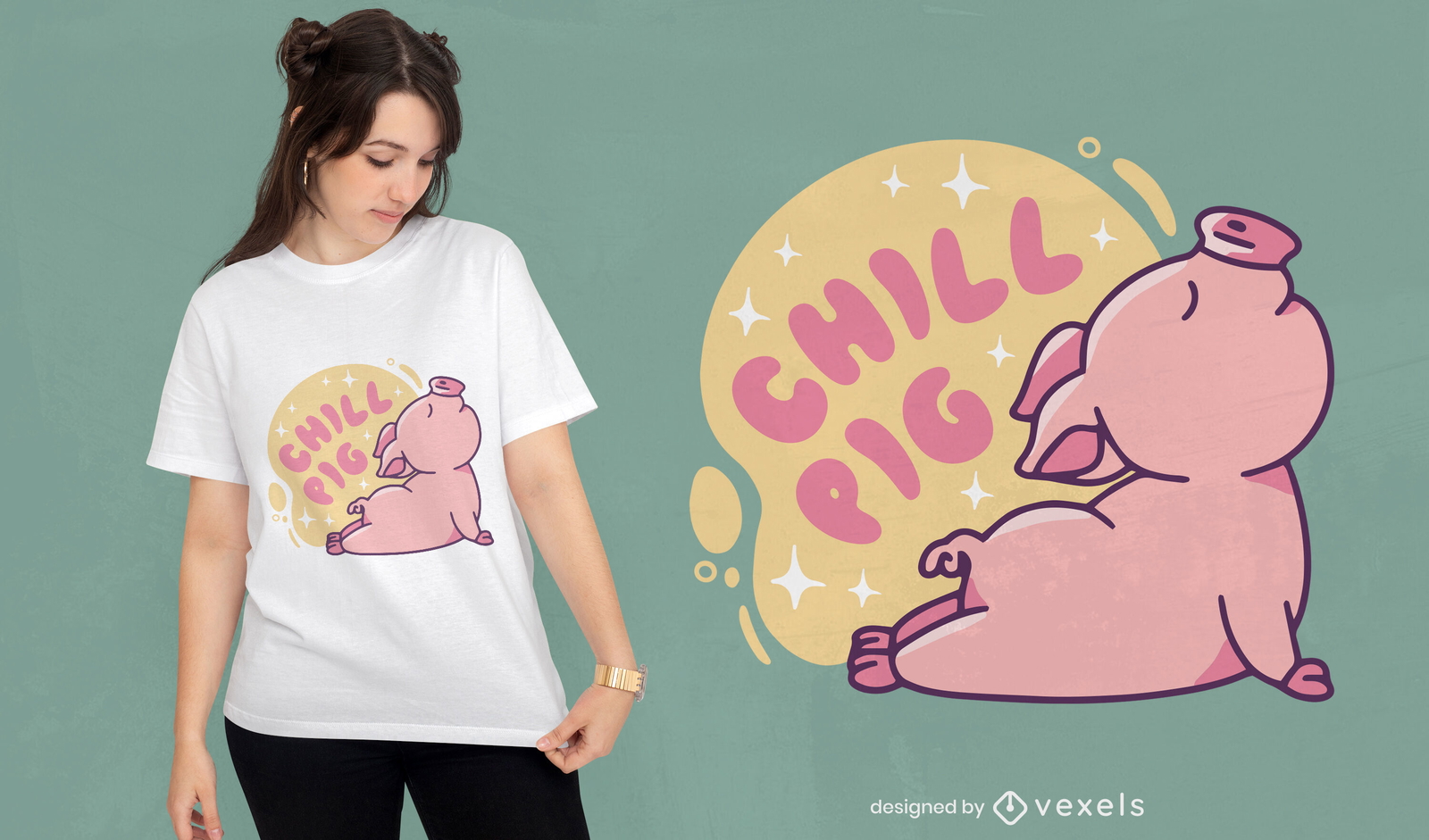 Yoga pose pig t-shirt design