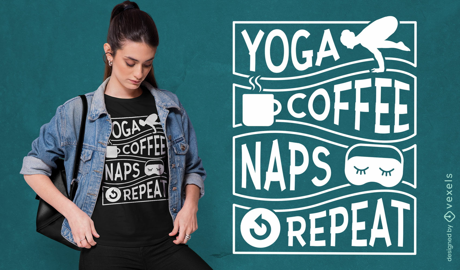 Yoga coffee and naps quote t-shirt design