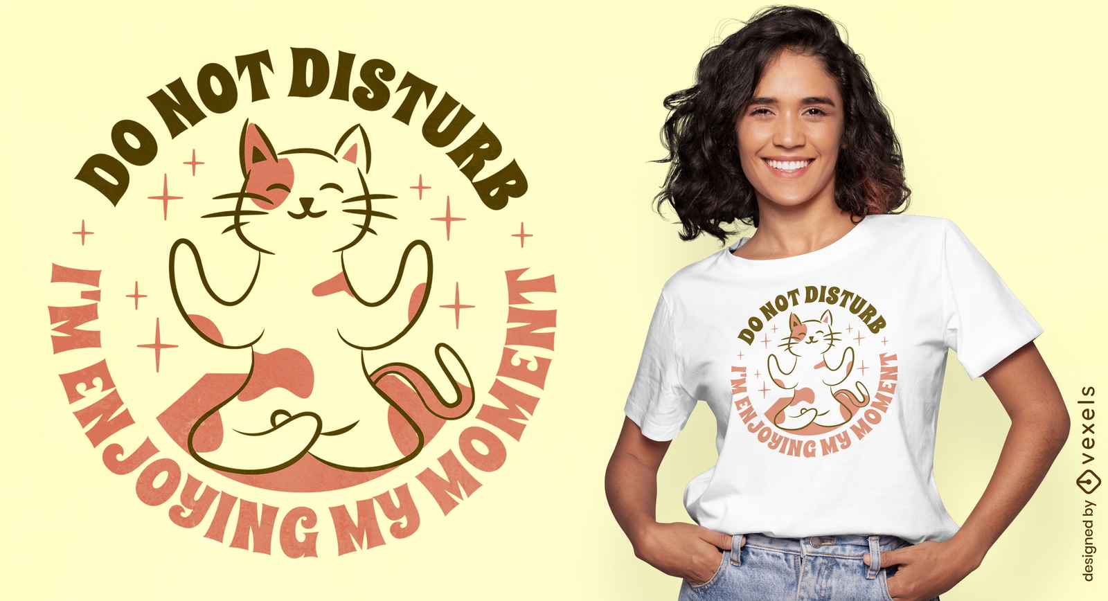 Cue cat animal doing yoga t-shirt design