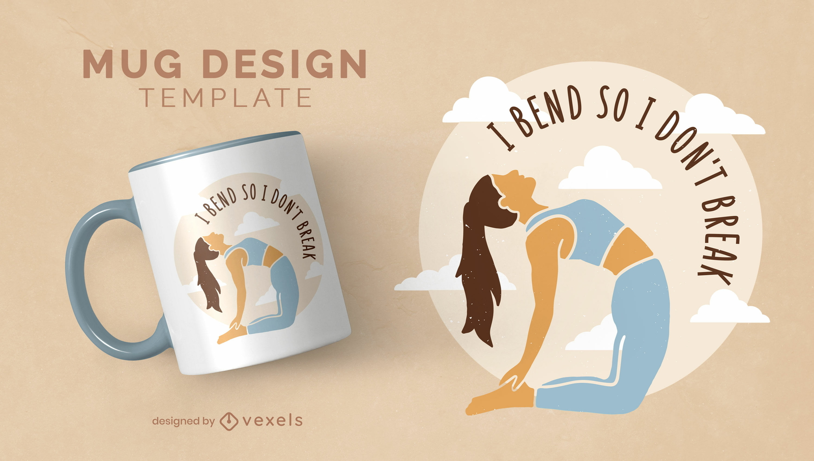 Yoga meditation woman mug template