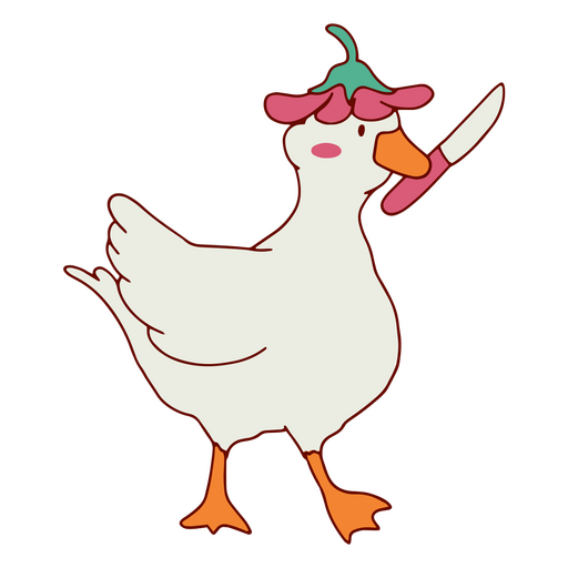 Goose holding a knife PNG Design