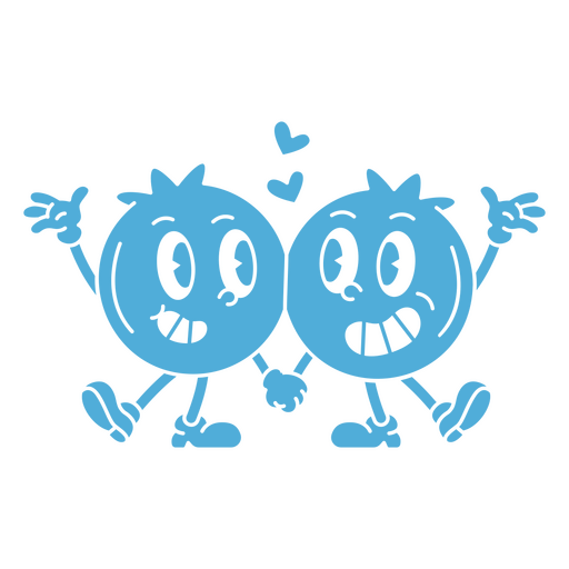 Two blue cartoon characters holding hands PNG Design