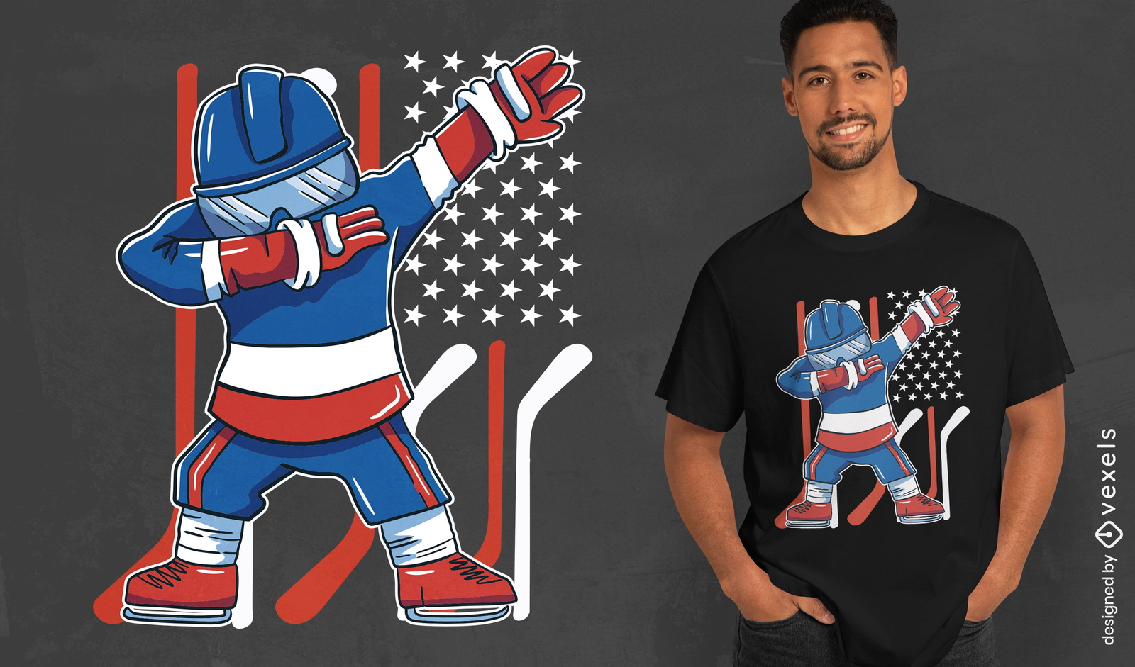 Diseño de camiseta de jugador de hockey americano.