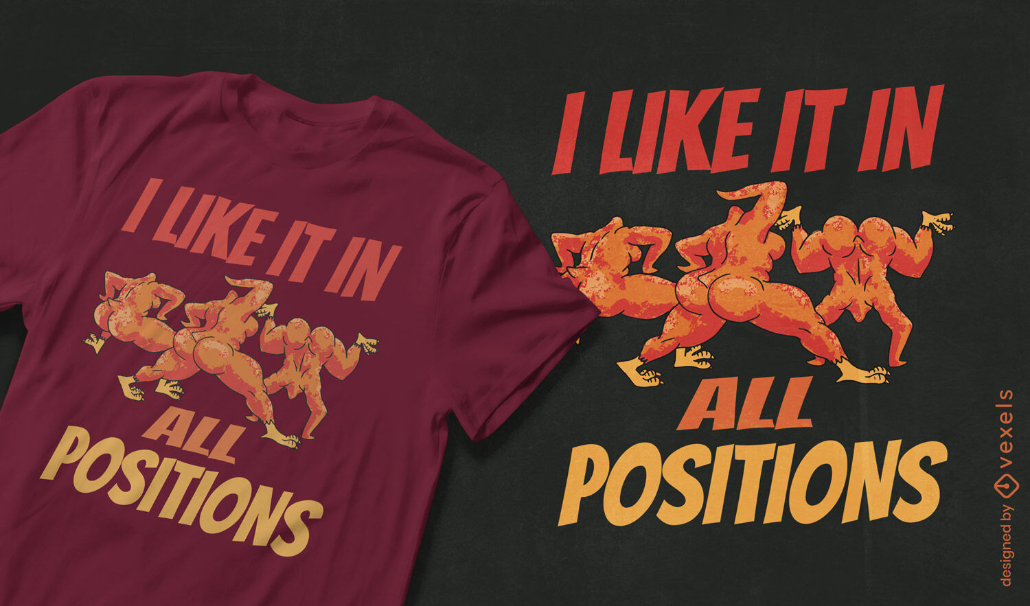 Playful positions t-shirt design