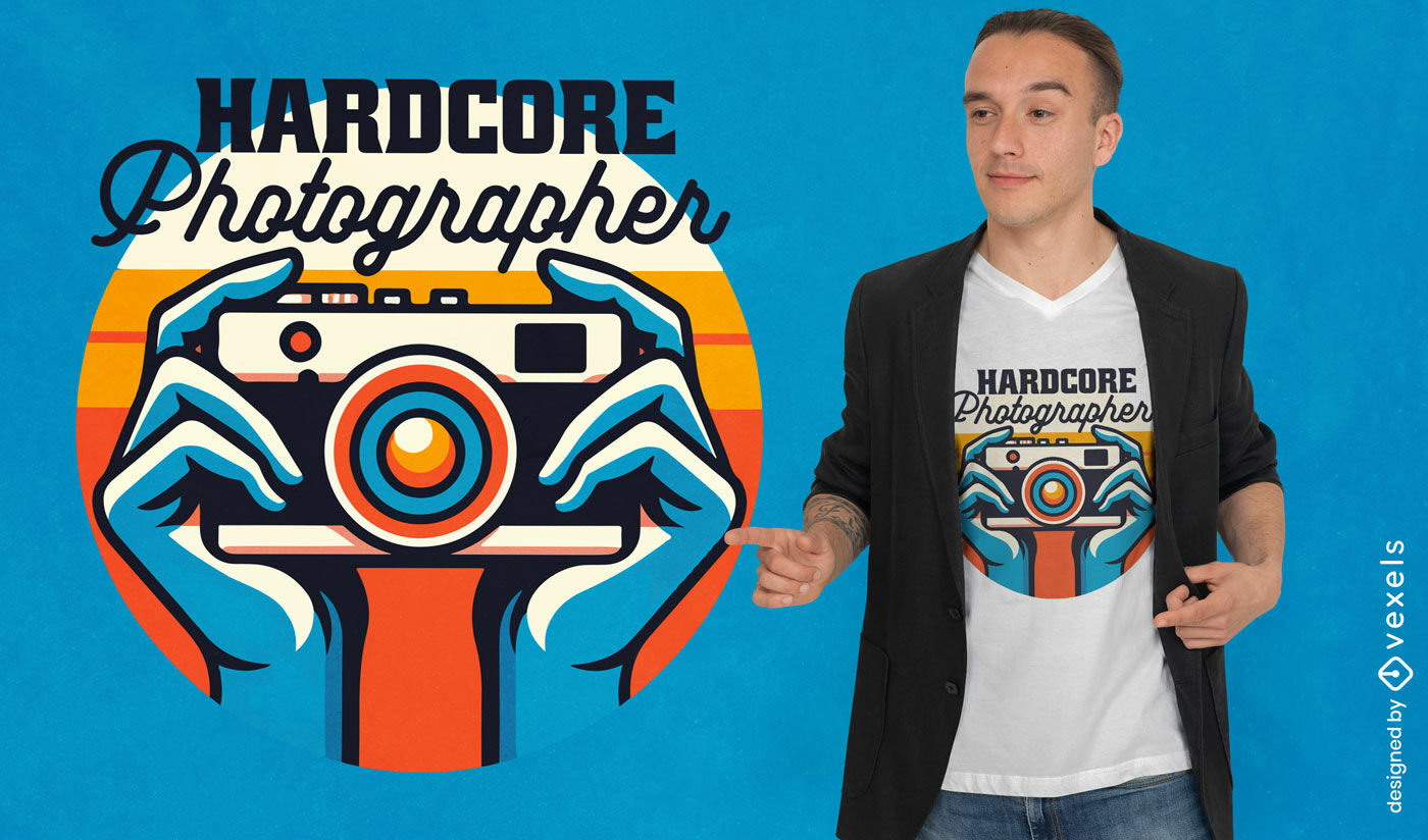 Design de camiseta de fotógrafo hardcore