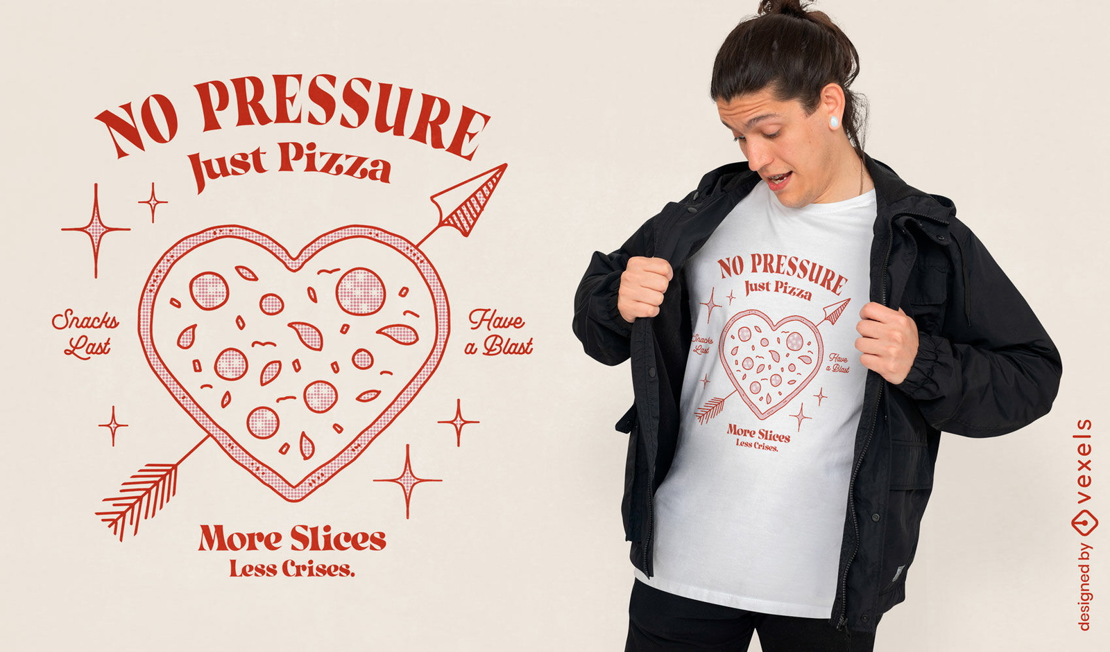 No pressure just pizza t-shirt design