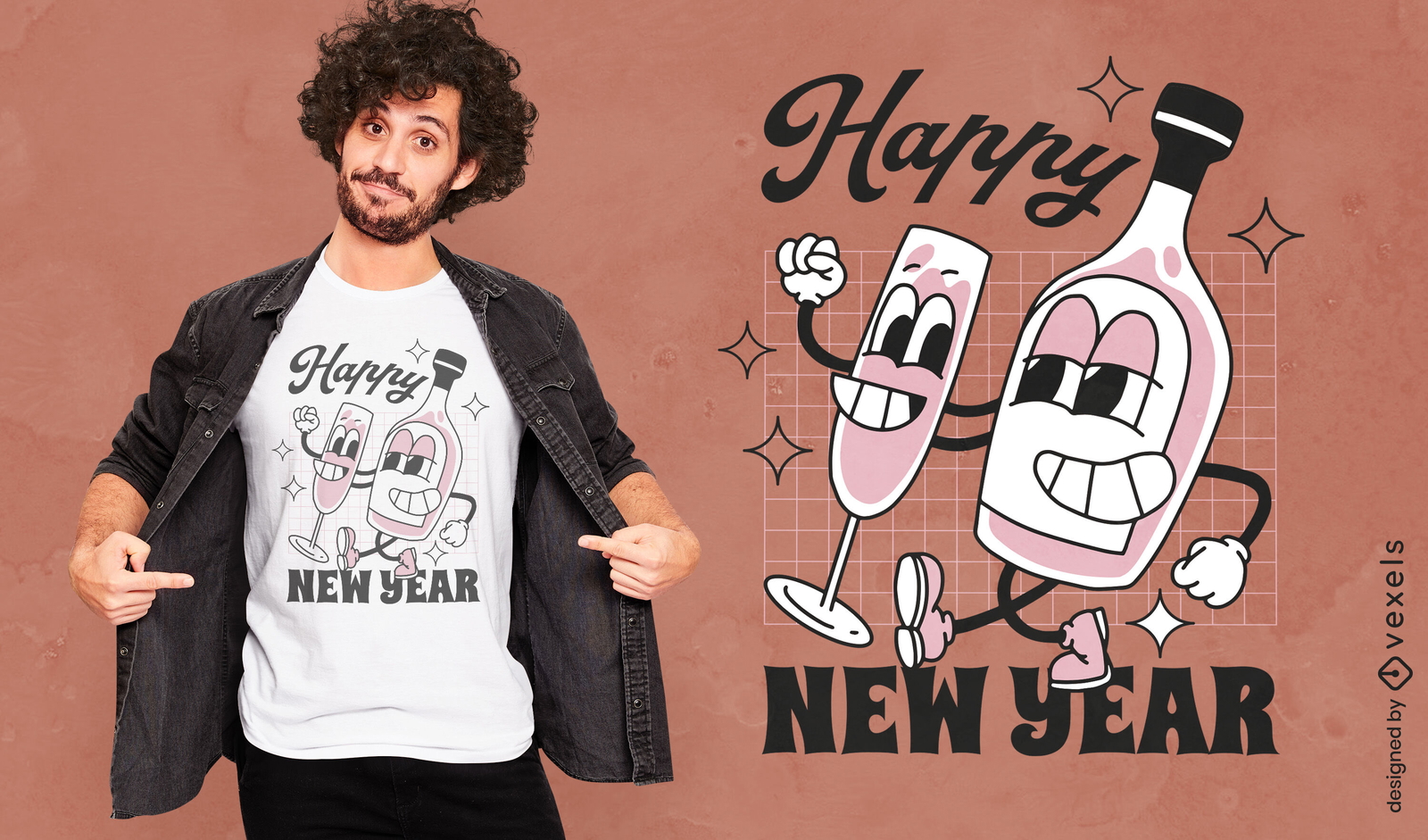 Happy new year drink t-shirt design