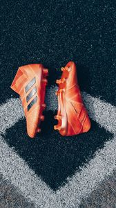 Preview wallpaper football boots, lawn, shoes