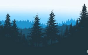 Preview wallpaper forest, trees, mountains, art, vector