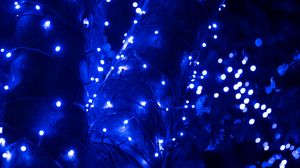 Preview wallpaper garland, glare, bokeh, blue, shine