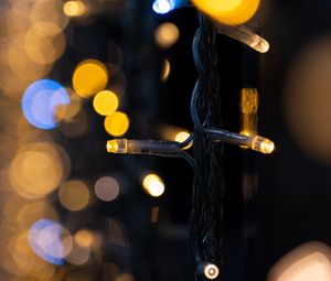 Preview wallpaper garland, light, bokeh, glare, dark