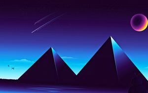 Preview wallpaper pyramids, starry sky, night, dark