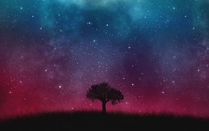 Preview wallpaper starry sky, night, tree