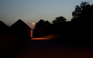 Preview wallpaper street, lantern, houses, evening, dark