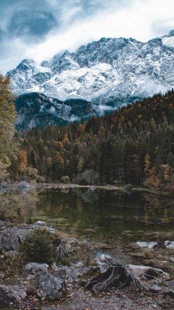 Eibsee lake, landscape, Germany Wallpaper 750x1334