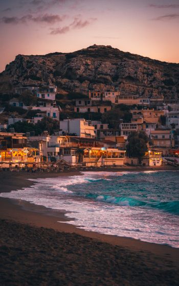 Matala, Greece, sea, shore Wallpaper 1200x1920