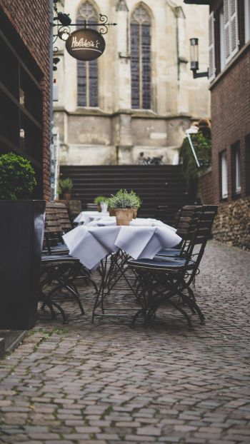 street, restaurant Wallpaper 750x1334