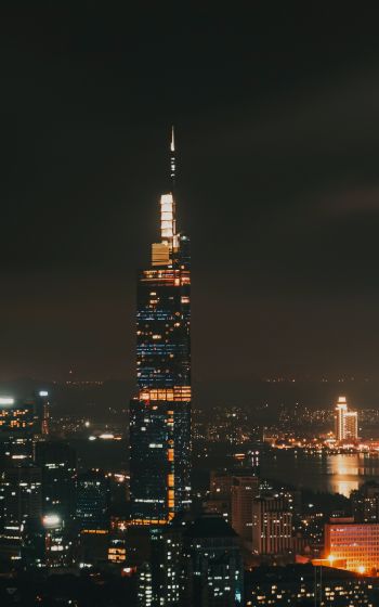 Nanjing, China, night city Wallpaper 1200x1920