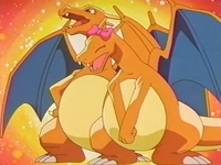 Charizard junto a Charla.