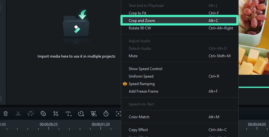 open crop and zoom panel