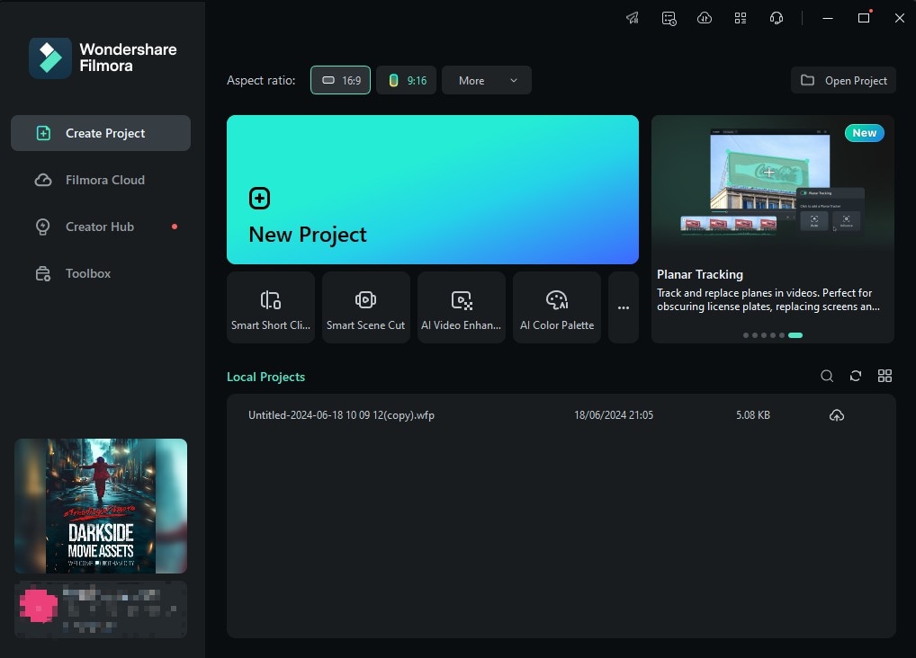 Filmora video editor editing interface