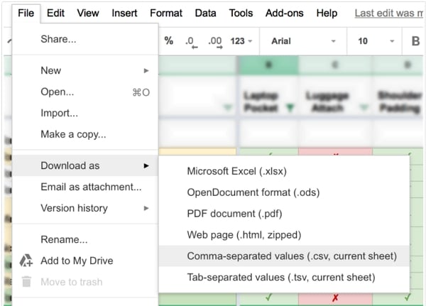 convert pdf en csv google sheet