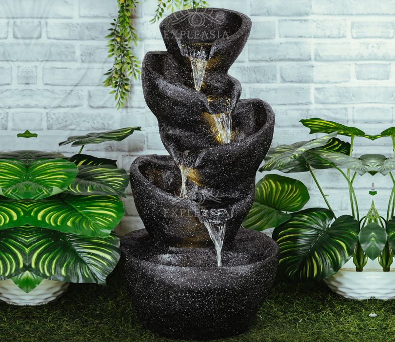 Iconic 5 Stacked Pot Water Fountain (Black)