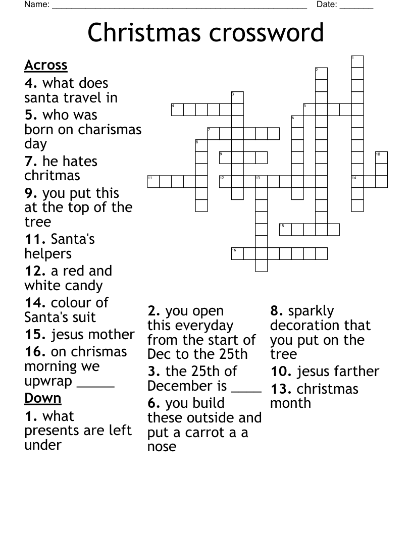 Christmas crossword