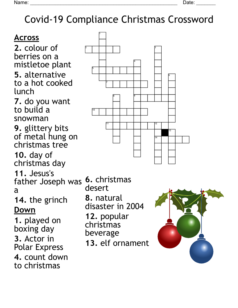 Covid-19 Compliance Christmas Crossword