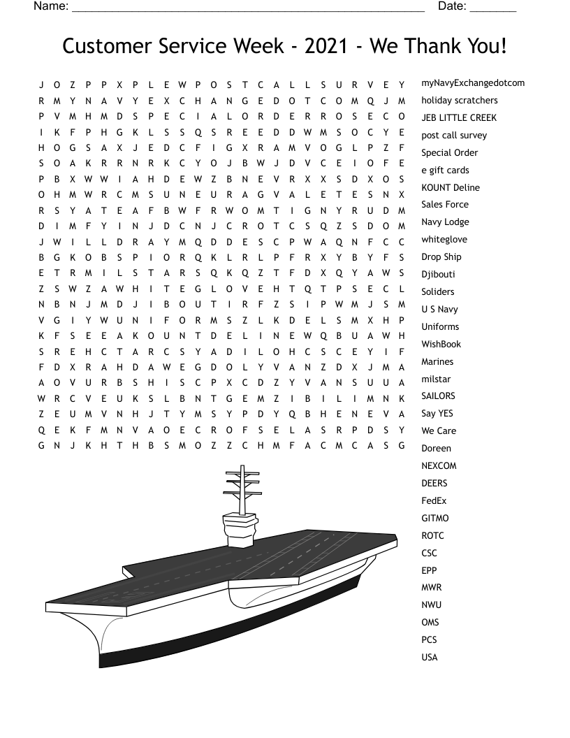 Customer Service Week - 2021  - We Thank You! Word Search