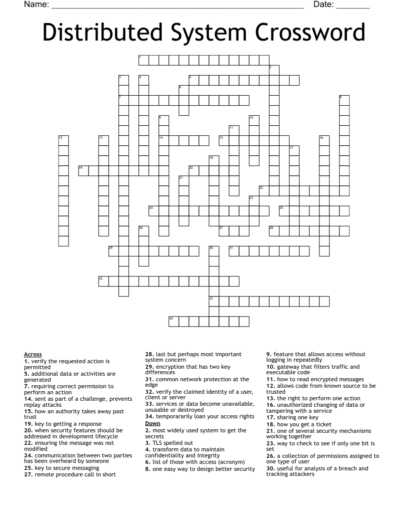 Distributed System Crossword