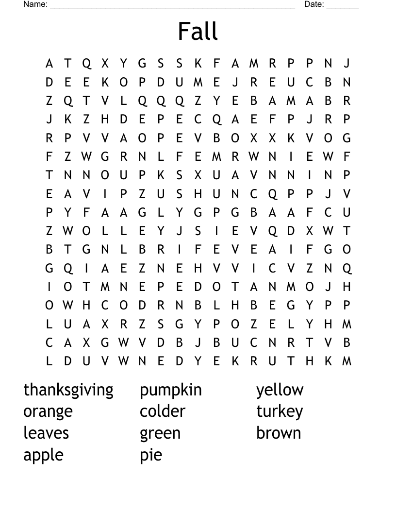 Fall  Word Search